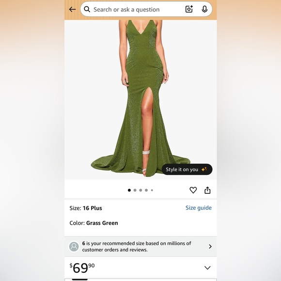 Elegant Green Evening Gown - Picture 5 of 7